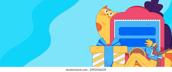 Use red envelopes to attract new customers and promote activity. Flat vector character concept illustration
