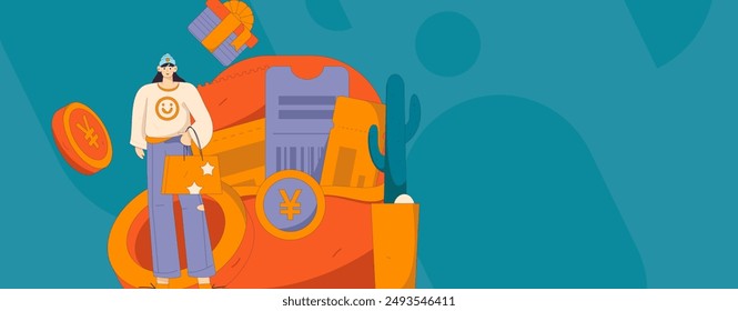 Utilice sobres rojos para atraer nuevos clientes y promover la actividad. Ilustración de concepto de personaje de Vector plano
