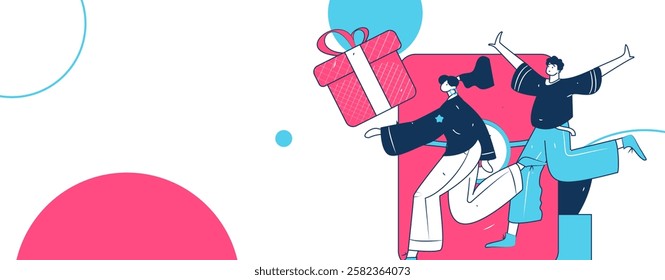 Use red envelopes to attract new customers and promote activity. Flat vector character concept illustration

