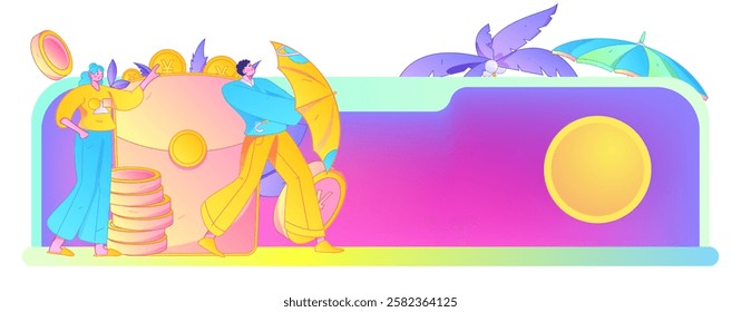 Use red envelopes to attract new customers and promote activity. Flat vector character concept illustration
