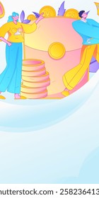 Use red envelopes to attract new customers and promote activity. Flat vector character concept illustration
