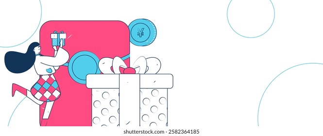 Use red envelopes to attract new customers and promote activity. Flat vector character concept illustration
