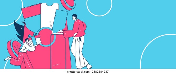 Use red envelopes to attract new customers and promote activity. Flat vector character concept illustration
