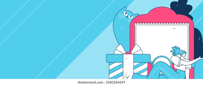 Use red envelopes to attract new customers and promote activity. Flat vector character concept illustration
