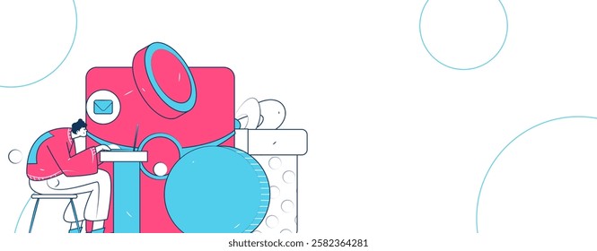 Use red envelopes to attract new customers and promote activity. Flat vector character concept illustration

