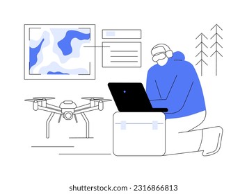 Use remote sensing drones abstract concept vector illustration. Scientist using remote sensing drones to make measurements, earth research, natural science, aerial technology abstract metaphor.