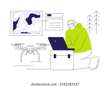 Use remote sensing drones abstract concept vector illustration. Scientist using remote sensing drones to make measurements, earth research, natural science, aerial technology abstract metaphor.