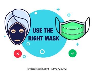 use the right mask flat illustration