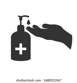Use of a sanitizer. Hand disinfection. Vector illustration
