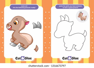 Use scissors and glue. Educational paper game for children. cartoon goat