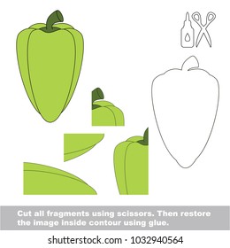 Use scissors and glue and restore the picture inside the contour. Easy educational paper game for kids. Simple kid application with Green Paprika
