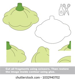 Use scissors and glue and restore the picture inside the contour. Easy educational paper game for kids. Simple kid application with Patisson