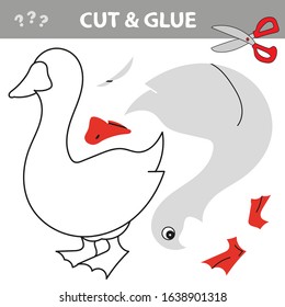 Use scissors and glue and restore the picture inside the contour. Easy educational paper game for kids. Simple kid application with Wild Goose