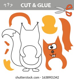 Use scissors and glue and restore the picture inside the contour. Easy educational paper game for kids. Simple kid application with Red Squirrel