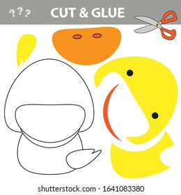 Use scissors and glue and restore the picture inside the contour. Easy educational paper game for kids. Simple kid application with Duck