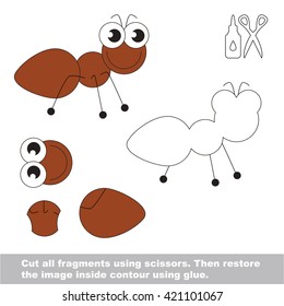 Use scissors and glue and restore the picture inside the contour. Paper game for kids. Simple kid application with Ant.