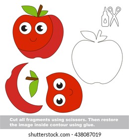 Use scissors and glue and restore the picture inside the contour. Easy educational paper game for kids. Simple kid application with Apple.