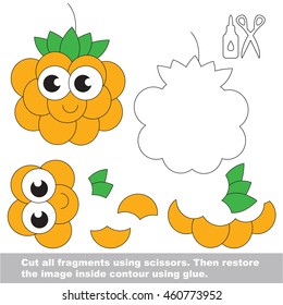 Use scissors and glue and restore the picture inside the contour. Easy educational paper game for kids. Simple kid application with Cloud Berry