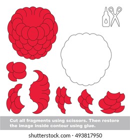Use scissors and glue and restore the picture inside the contour. Easy educational paper game for kids. Simple kid application with Raspberry