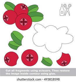 Use scissors and glue and restore the picture inside the contour. Easy educational paper game for kids. Simple kid application with Huckleberry