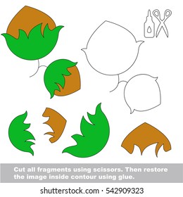 Use scissors and glue and restore the picture inside the contour. Easy educational paper game for kids. Simple kid application with Hazelnut.