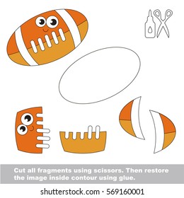 Use scissors and glue and restore the picture inside the contour. Easy educational paper game for kids. Simple kid application with Soccer Ball