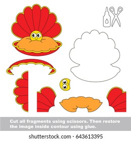 Use scissors and glue and restore the picture inside the contour. Easy educational paper game for kids. Simple kid application with Red Oyster