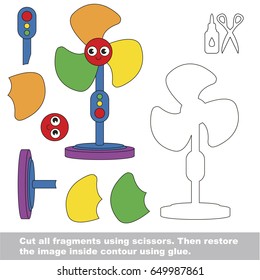 Use scissors and glue and restore the picture inside the contour. Easy educational paper game for kids. Simple kid application with Funny Rainbow Fun
