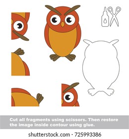 Use scissors and glue and restore the picture inside the contour. Easy educational paper game for kids. Simple kid application with Filin