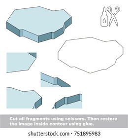 Use scissors and glue and restore the picture inside the contour. Easy educational paper game for kids. Simple kid application with Ice Floe