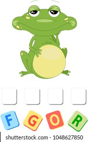 Use scissors and glue and sticker picture for sample. Easy educational paper game for kids. Funny frog
