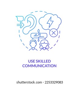 Use skilled communication blue gradient concept icon. Fixing relationship after big fight abstract idea thin line illustration. Active listening. Isolated outline drawing. Myriad Pro-Bold font used
