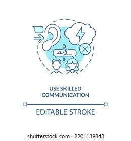 Use skilled communication turquoise concept icon. Fixing relationship after big fight abstract idea thin line illustration. Isolated outline drawing. Editable stroke. Arial, Myriad Pro-Bold fonts used