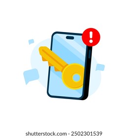 use smartphone as a security key to log in to account concept illustration flat design. simple modern graphic element for ui, infographic, icon