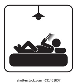 use smartphone or tablet on the bed icon