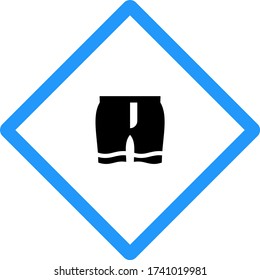 Usar el concepto de pantalones cortos de baño diseño de iconos de color azul vector, reglas de seguridad de piscina y playa en fondo blanco, 