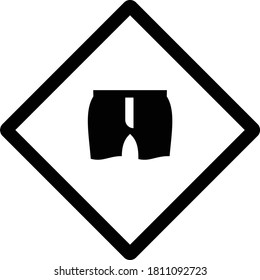 Usar el concepto de pantalones cortos de baño diseño de iconos vectoriales, reglas de seguridad de piscina y playa en fondo blanco,