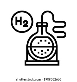 uso en el vector de icono de la línea de hidrógeno de síntesis. uso en el signo de hidrógeno de síntesis. símbolo de contorno aislado ilustración negra
