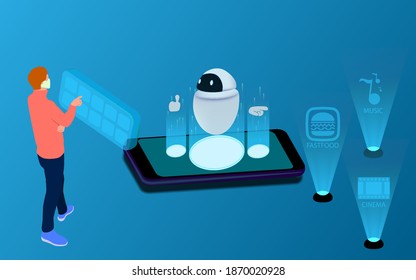 Use of technology during a pandemic. Ordering food at home, watching a movie, listening to music. All in one application.
