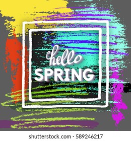 Use this Card for Congratulations. Spring Greeting Postcard. Best vector design. Decorative text with hand-drawn texture. Art Prettiness template for banners, brochures, placards, flyers, posters.  