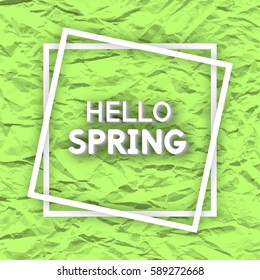 Use this Card for Congratulations. Spring Greeting Postcard. Best vector design. Decorative text with hand-drawn texture. Art Crumpled template for banners, brochures, placards, flyers, posters.  