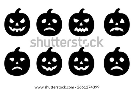 Use this modern minimalist pumpkin face template for clean seasonal projects, Halloween printables, greeting cards, and digital artwork with stylish vector detailing.