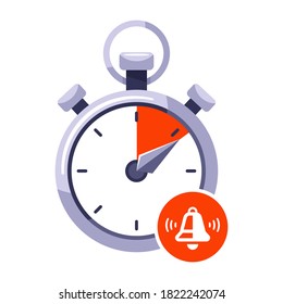 use up the time limit on the stopwatch. stop signal on the clock. flat vector illustration isolated on white background.