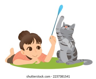 Use of toy accessories Tease the cat for fun.