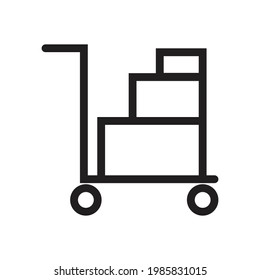 Benutzen Sie das Trolleysymbol Packaging Symbol.Vektorsymbol mit hochwertiger schwarzer Umrisslinie.
