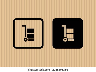 Use trolley simple flat icon vector illustration with cardboard texture background