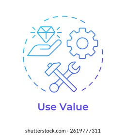 Use value blue gradient concept icon. Usability, efficiency. Product function, service development. Round shape line illustration. Abstract idea. Graphic design. Easy to use in infographic