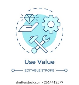 Use value soft blue concept icon. Usability, efficiency. Product function, service development. Round shape line illustration. Abstract idea. Graphic design. Easy to use in infographic