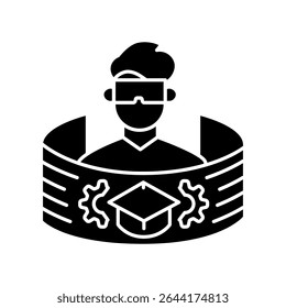 usar ícone de plano preto de educação VR AR para projetos digitais e de impressão.  Ícones mínimos de limpeza para aplicativos e sites. Ícones simples modernos para UI UX e branding