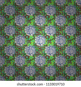 Use for wallpaper, printing on the packaging paper, textiles. Seamless floral pattern. Vintage vector ornament in gray, green and blue tones.